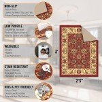 Red Non-Slip Oriental Design Indoor Area Rug 2x3