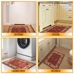 Red Non-Slip Oriental Design Indoor Area Rug 2x3