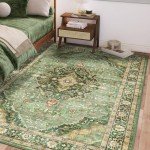 Boho Green 5x7 Washable Area Rug