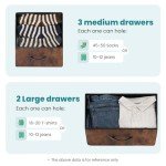 Rustic Brown 5-Drawer Fabric Dresser for Storage