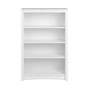 White 4-Tier Adjustable Bookcase with Storage Shelves