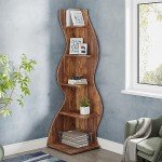 Tribesigns Rustic 5-Tier Corner Bookshelf – Brown