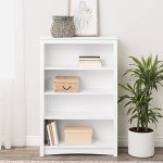 White 4-Tier Adjustable Bookcase with Storage Shelves