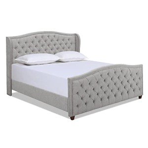 Marcella King Upholstered Headboard Bed Set - Silver Grey