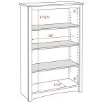 White 4-Tier Adjustable Bookcase with Storage Shelves