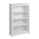 White 4-Tier Adjustable Bookcase with Storage Shelves
