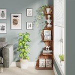 Tribesigns Rustic 5-Tier Corner Bookshelf – Brown