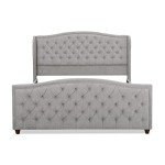 Marcella King Upholstered Headboard Bed Set - Silver Grey