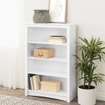 White 4-Tier Adjustable Bookcase with Storage Shelves