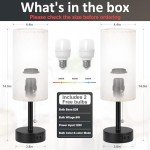 Fenmzee Set of 2 Nightstand Lamps with USB Port
