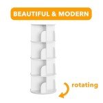 4-Tier Rotating Bookshelf Tower in White