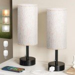 Fenmzee Set of 2 Nightstand Lamps with USB Port