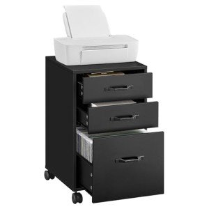 VASAGLE 3-Drawer Mobile File Cabinet – Ink Black