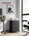 VASAGLE 3-Drawer Mobile File Cabinet – Ink Black