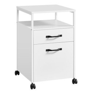 Mobile File Cabinet with Wheels and Open Shelf