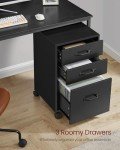 VASAGLE 3-Drawer Mobile File Cabinet – Ink Black
