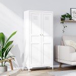 61" White Metal Storage Cabinet with Adjustable Shelves