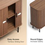 Walnut Buffet Sideboard with Sliding Doors