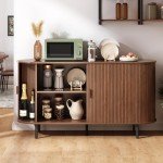 ONBRILL 55" Modern Sideboard Buffet Cabinet, Walnut
