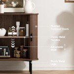 Walnut Buffet Sideboard with Sliding Doors