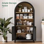 Arched Storage Cabinet with Beech Wood Door