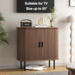 Walnut Buffet Sideboard with Sliding Doors