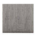 Spacious 6-Door Gray Wardrobe Closet Armoire