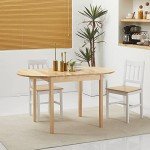 Solid Wood Drop Leaf Kitchen Table for Small Spaces