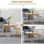 Solid Wood Drop Leaf Kitchen Table for Small Spaces