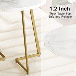 VECELO Round Dining Table with Wood Grain Finish