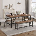 Rustic Brown Large Dining Table for 6-8 People