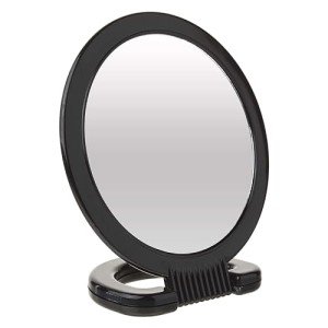 Diane Double-Sided Hand Mirror with Stand - Black