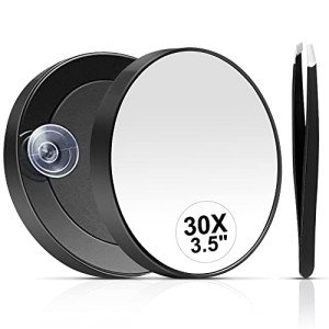 Compact 30X Suction Cup Magnifying Mirror Set