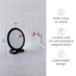 Diane Double-Sided Hand Mirror with Stand - Black