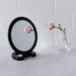 Diane Double-Sided Hand Mirror with Stand - Black