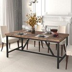 Rustic Brown Large Dining Table for 6-8 People