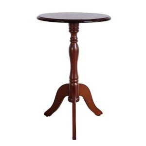 Vintage Round Wooden End Table in Dark Brown