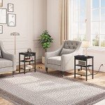 HOOBRO Set of 2 Charging End Tables, Black