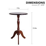Vintage Round Wooden End Table in Dark Brown
