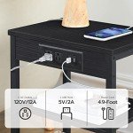 HOOBRO Set of 2 Charging End Tables, Black