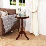 Vintage Round Wooden End Table in Dark Brown