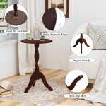 Vintage Round Wooden End Table in Dark Brown