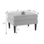 Marlow Mid Century Gray Fabric Ottoman