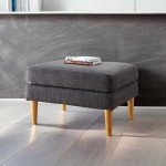 Marlow Mid Century Gray Fabric Ottoman