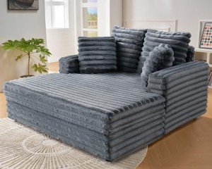 53-Inch Grey Upholstered Chaise Lounge Chair
