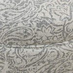 Gray Floral Upholstered Round Storage Ottoman