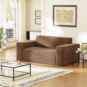 Modern Brown Memory Foam 2-Seater Sofa Couch
