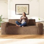 Modern Brown Memory Foam 2-Seater Sofa Couch