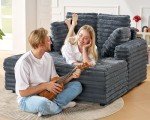 53-Inch Grey Upholstered Chaise Lounge Chair