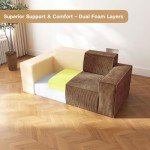 Modern Brown Memory Foam 2-Seater Sofa Couch